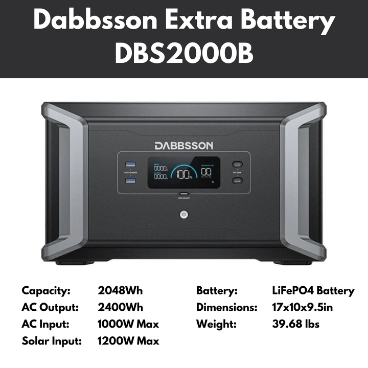 Dabbsson DBS2000B Expandable Battery | 2048Wh (Only works with DBS1000 Pro)