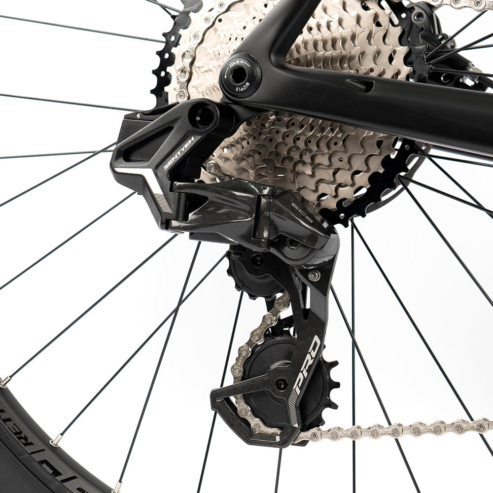 Twitter M10 carbon mountain bike – rear derailleur and cassette detail