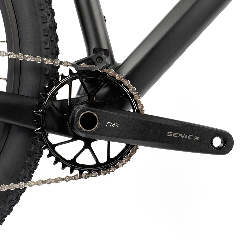 Twitter M10 carbon mountain bike – hollow alloy crankset detail