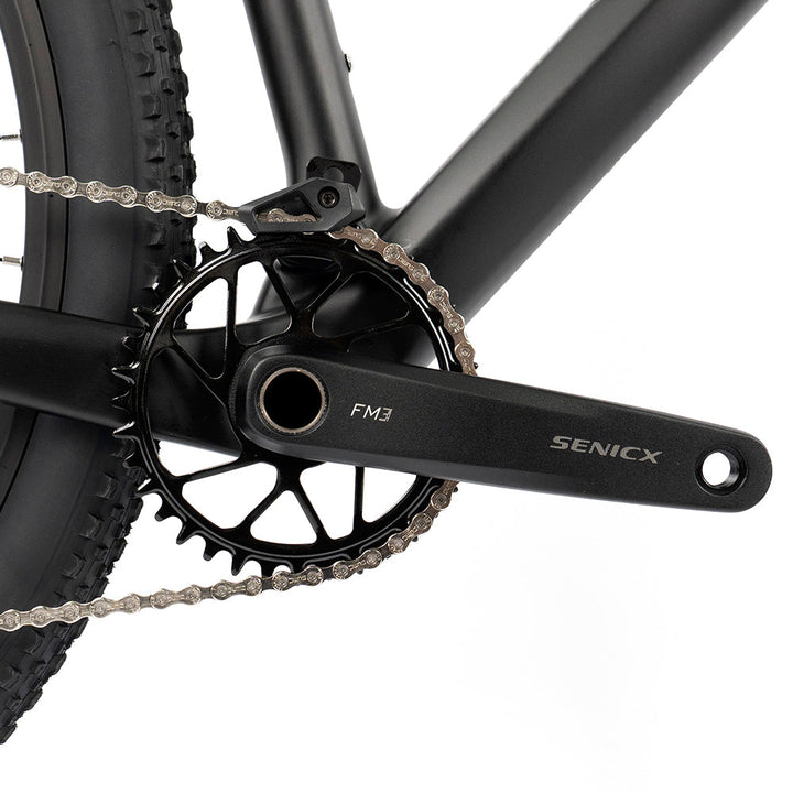 Twitter M10 carbon mountain bike – hollow alloy crankset detail