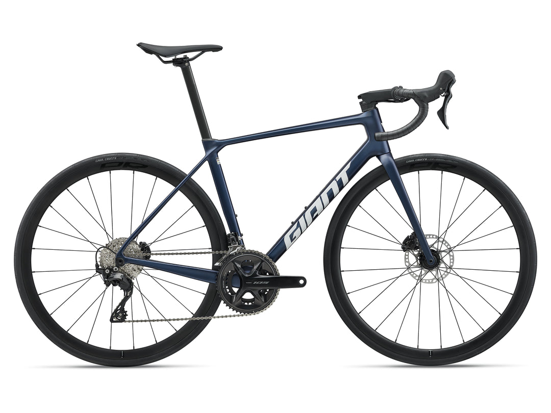 Giant 2027 TCR Advanced 2 KOM road bike in Polar Night black, side view