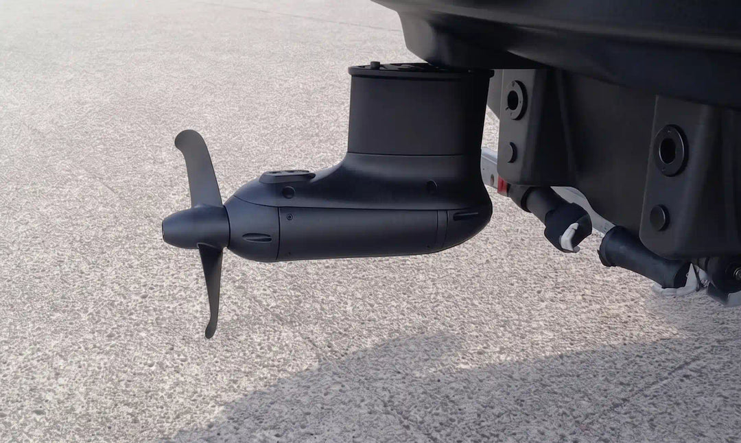 TEMO POD 3000 steerable pod drive shown from the side with its rotating mount