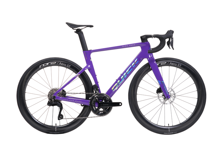 Quick Pro RIME AERO carbon aero road bike in Amethyst Purple, side view