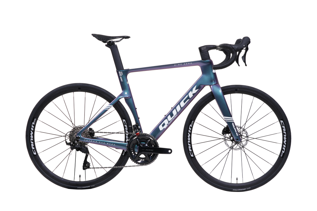 Quick Pro RIME AERO carbon aero road bike in Chameleon, side view