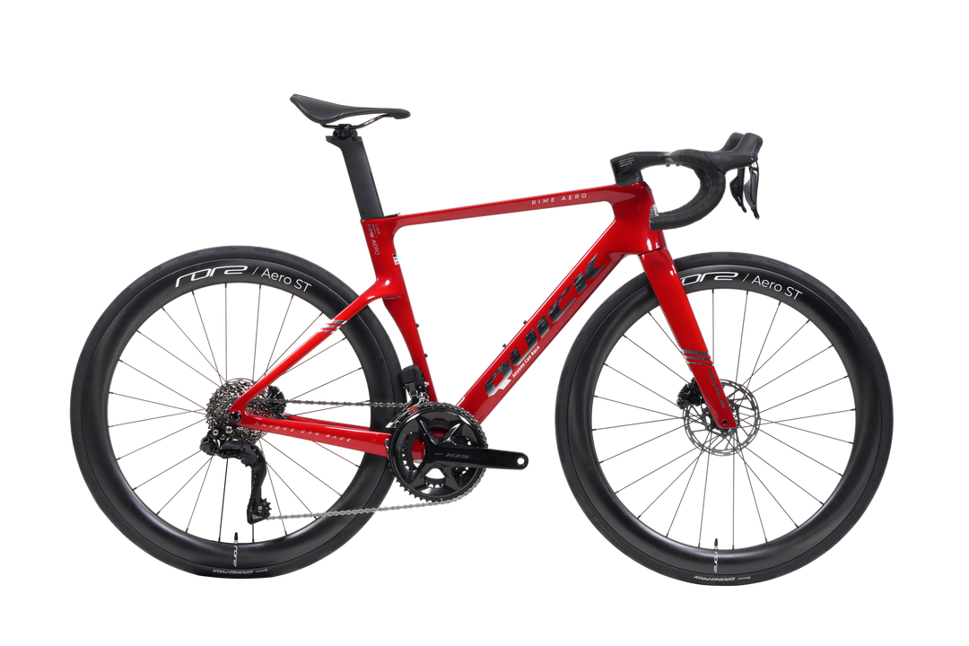Quick Pro RIME AERO carbon aero road bike in Metallic Red, side view