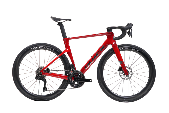 Quick Pro RIME AERO carbon aero road bike in Metallic Red, side view