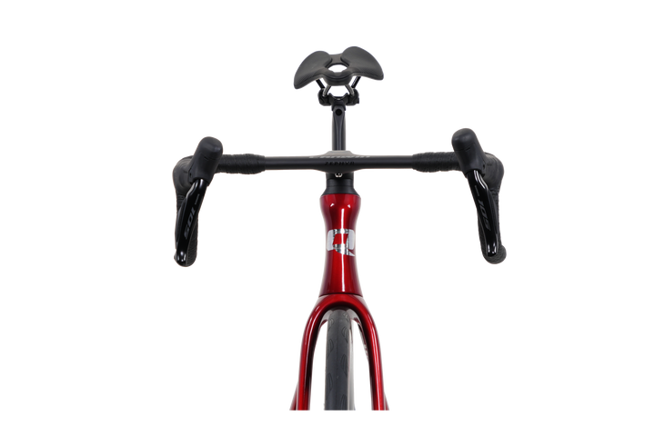 Quick Pro RIME AERO in Metallic Red, front view of the integrated handlebar