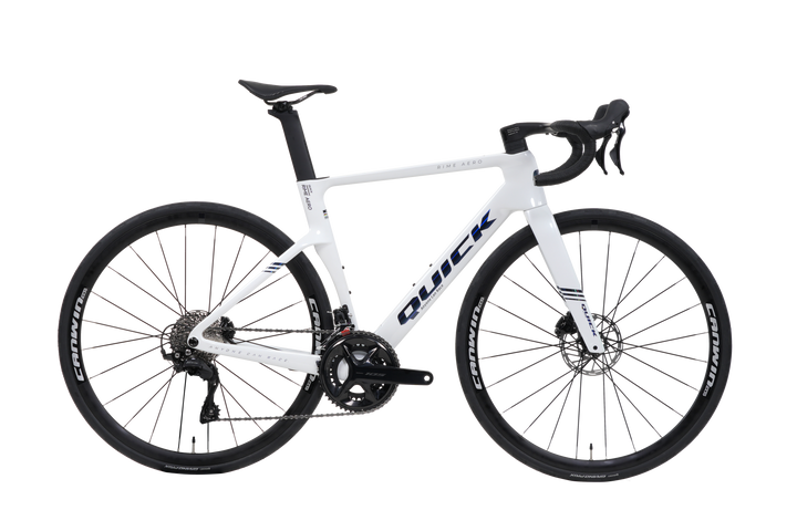Quick Pro RIME AERO carbon aero road bike in Pearl White, side view