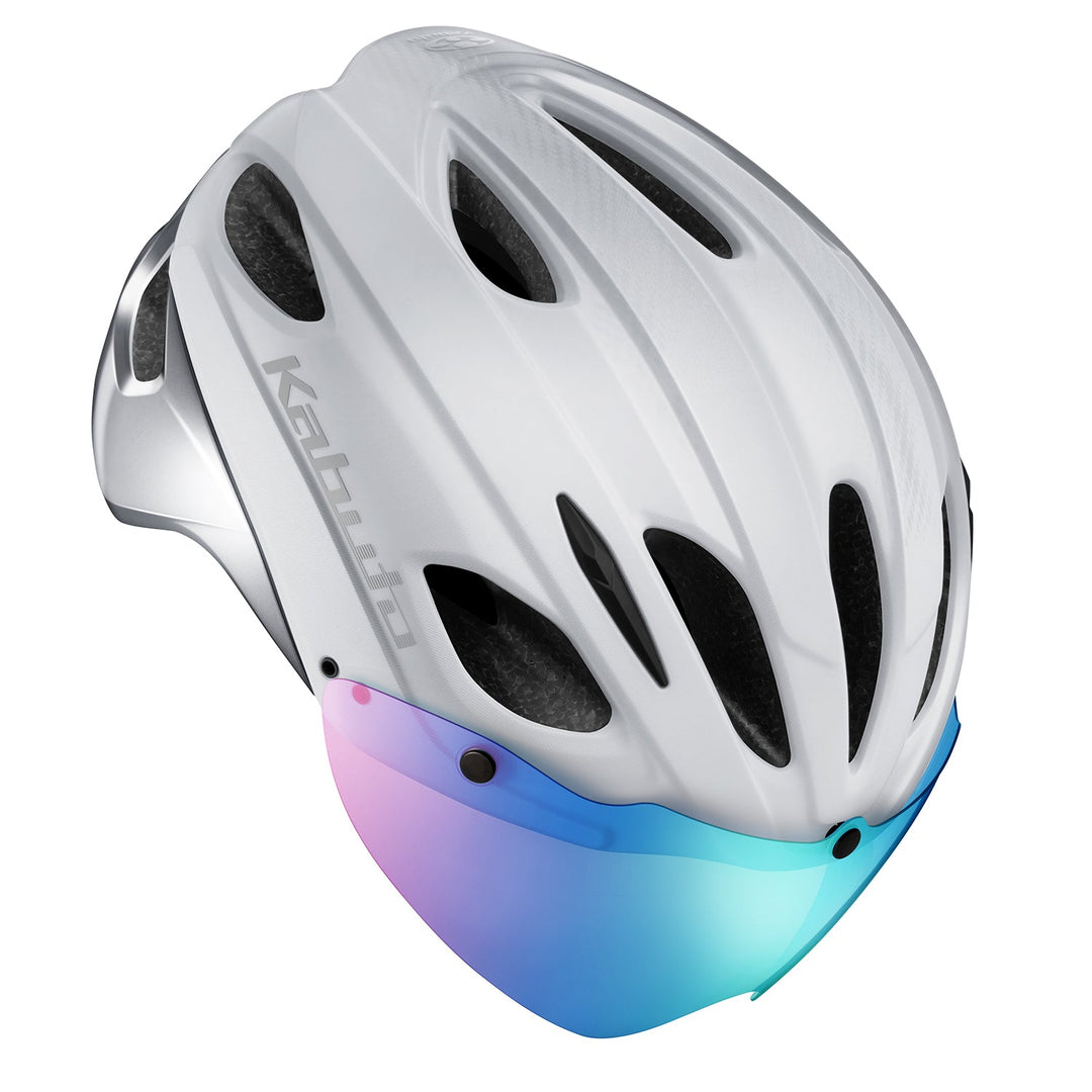 OGK Kabuto REZZA-3 helmet with ARS-3 magnetic shield (sold separately), three-quarter view