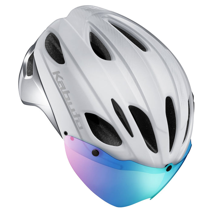OGK Kabuto REZZA-3 helmet with ARS-3 magnetic shield (sold separately), three-quarter view