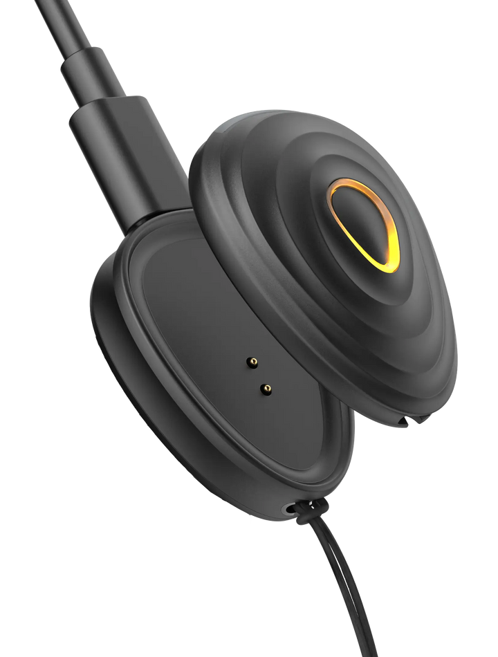 Stryd 5.0 pod shown alone, 15 percent smaller by volume than the previous generation