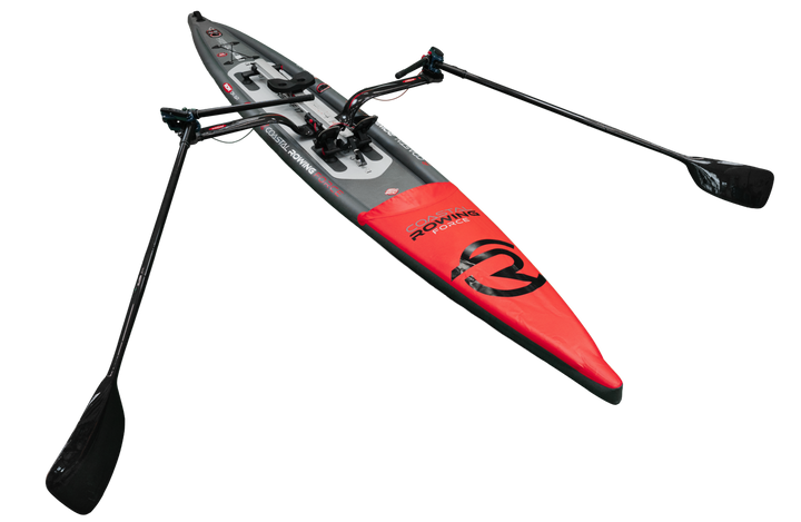 ROWonAIR AIRSKIFF 17 inflatable single rowing skiff, full-length studio view