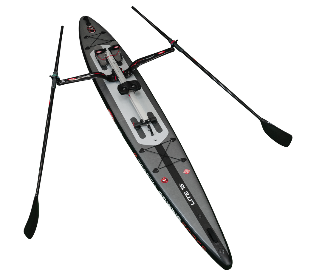 LITE 15 deck detail with pre-mounted D-rings and elastic luggage netting