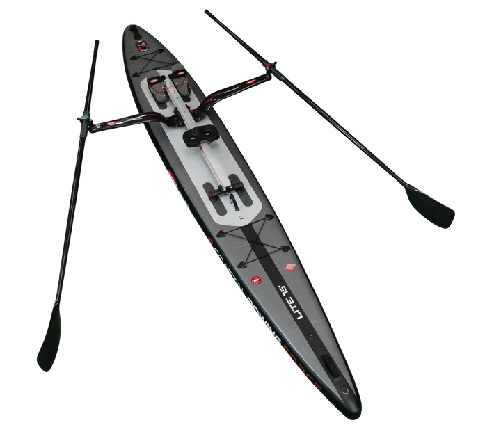 LITE 15 deck detail with pre-mounted D-rings and elastic luggage netting