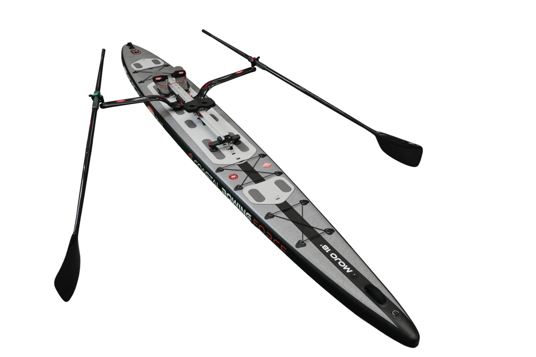 MOJO 18 deck detail with the pre-mounted D-rings used to attach the rowing skid