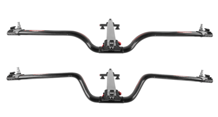 Comparison diagram of the RowVista Flat and Deep outriggers and the boats each one fits