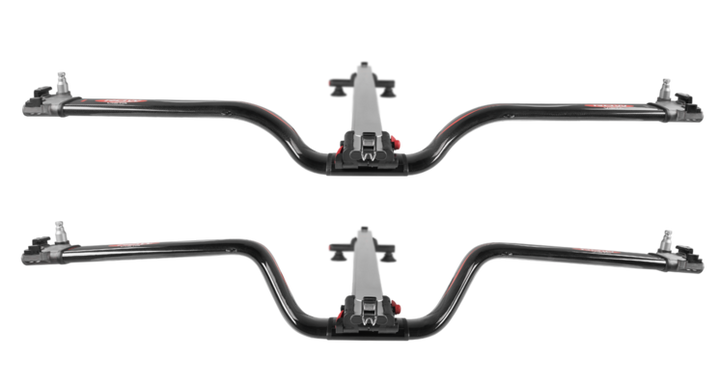 Comparison diagram of the RowVista Flat and Deep outriggers and the boats each one fits