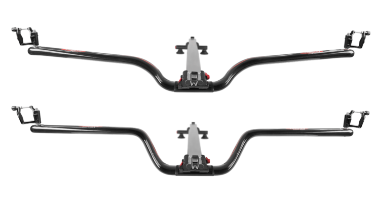 Comparison diagram of the RowMotion Flat and Deep outriggers and the boats each one fits