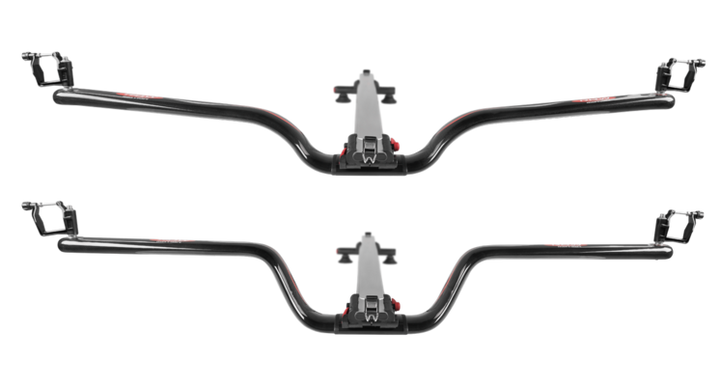 Comparison diagram of the RowMotion Flat and Deep outriggers and the boats each one fits
