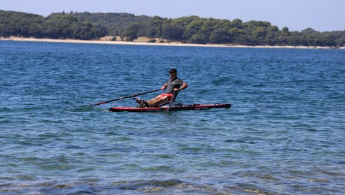 LITE 15 board fitted with a RowMotion rowing system on the water