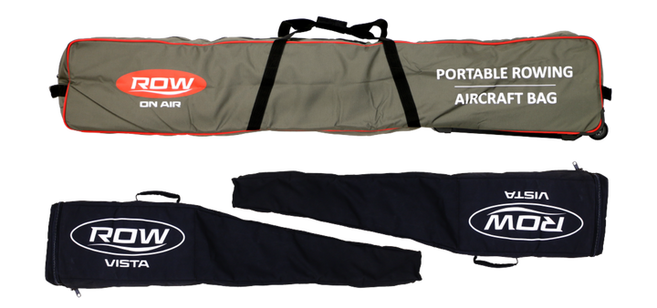RowVista rowing system packed into its carry bags for car and air travel