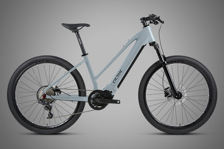 CYCTRAC EC1 electric mountain bike in Cement Grey, side profile