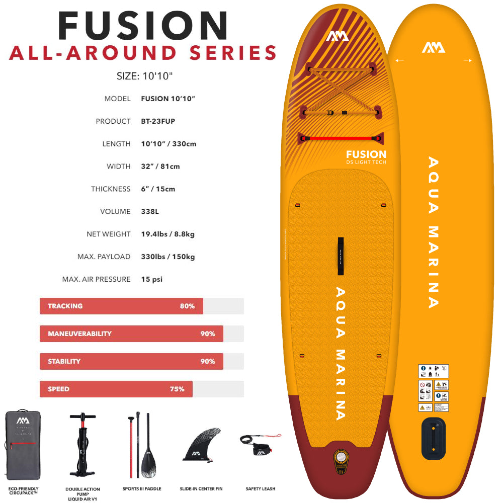 サーフィン・ボディボード AQUA MARINA FUSION 330cm x 81cm 2023 Aqua Marina Fusion 330cm SUP Inflatable Standup board