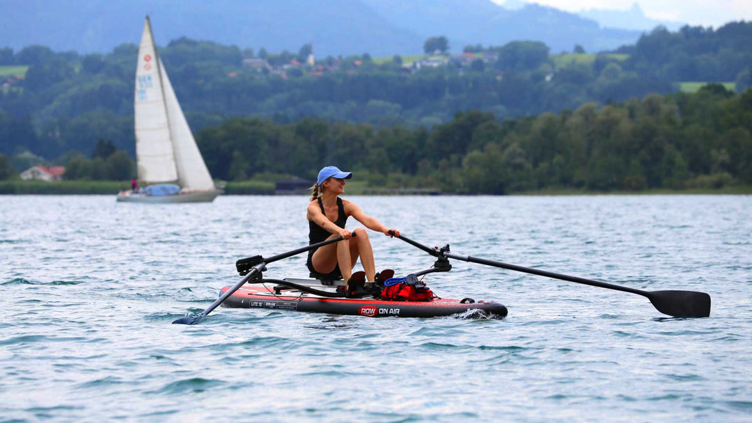 LITE 15 board rigged with a rowing skid and carbon sculls