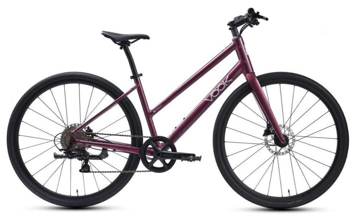 VOOK CRV city bike in Bordeaux Claret, side view