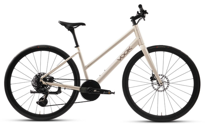 VOOK CRV Lite flat-bar city road bike in Porcelain White, side view