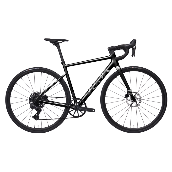 VOOK V8e carbon road bike in black, side view