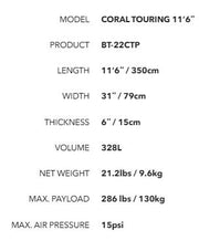 Aqua Marina CORAL TOURING Inflatable Standup Paddle board ISUP SUP board