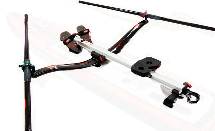ROWonAir RowMotion® Rowing Skid + Partable RowMotion® Sculls compatible with Sup Board inflatable Rowing board-classic reverse style