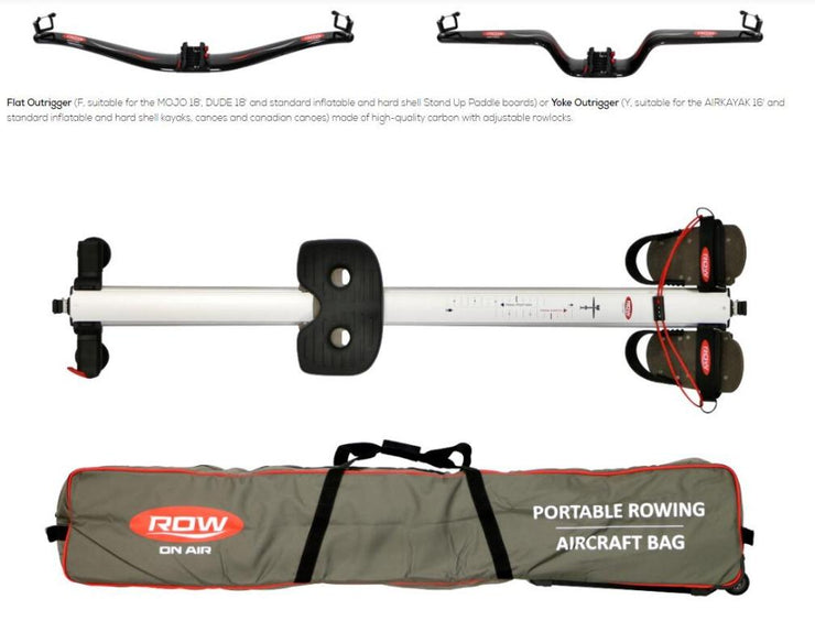 ROWonAir RowMotion® Rowing Skid + Partable RowMotion® Sculls compatible with Sup Board inflatable Rowing board-classic reverse style